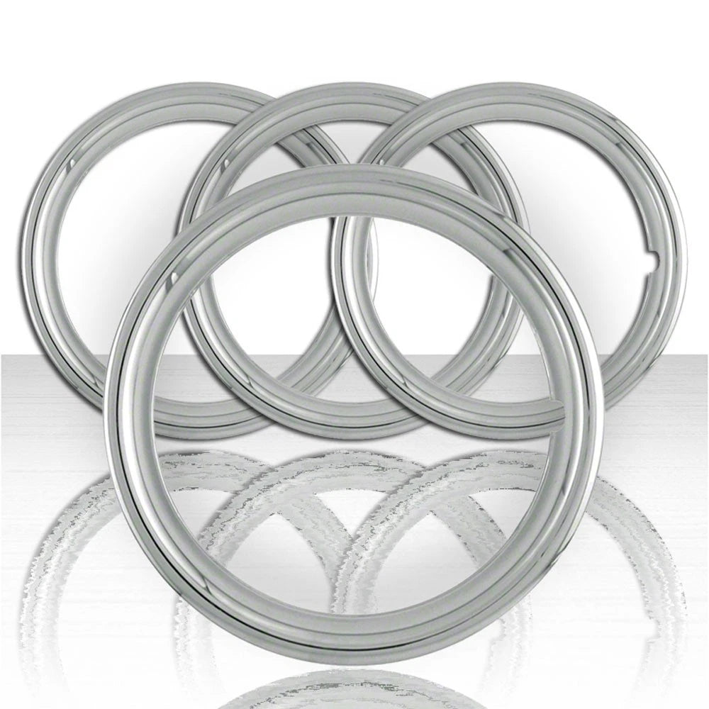 4 14" CHROME TRIM RINGS BEAUTY BANDS OUTER EDGE STEEL WHEELS RIMS for FORD