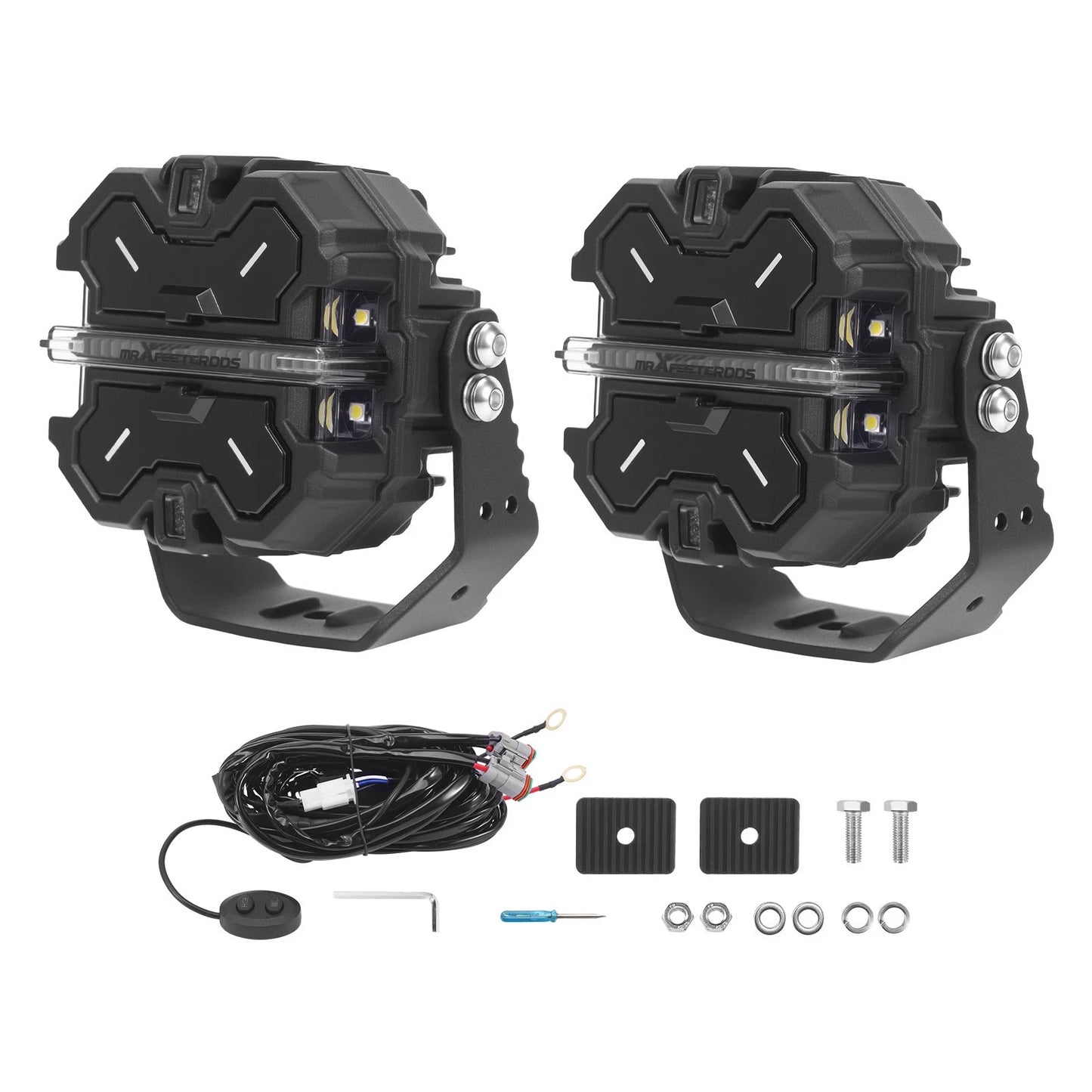 3.5 in LED Pod Lights RGB Background White 6000K for Off-Road (2015–2025)