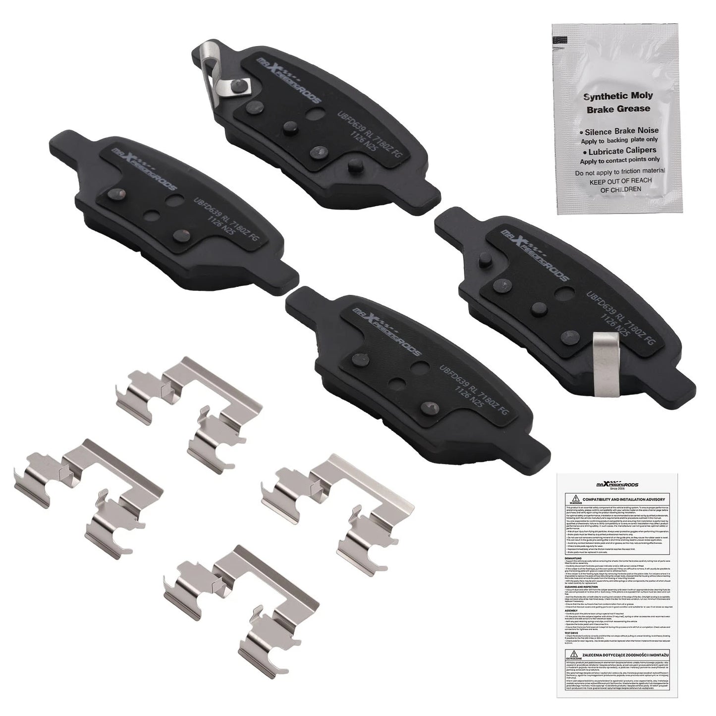 4PCS Rear Ceramic Brake Pads for Pontiac G5 G6 Pursuit Saturn Aura Ion (2007–2010)