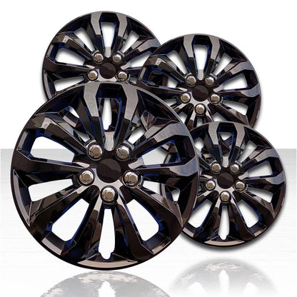14" 10 Spoke Gloss Black Wheel Covers with Universal Style (Set of 4)