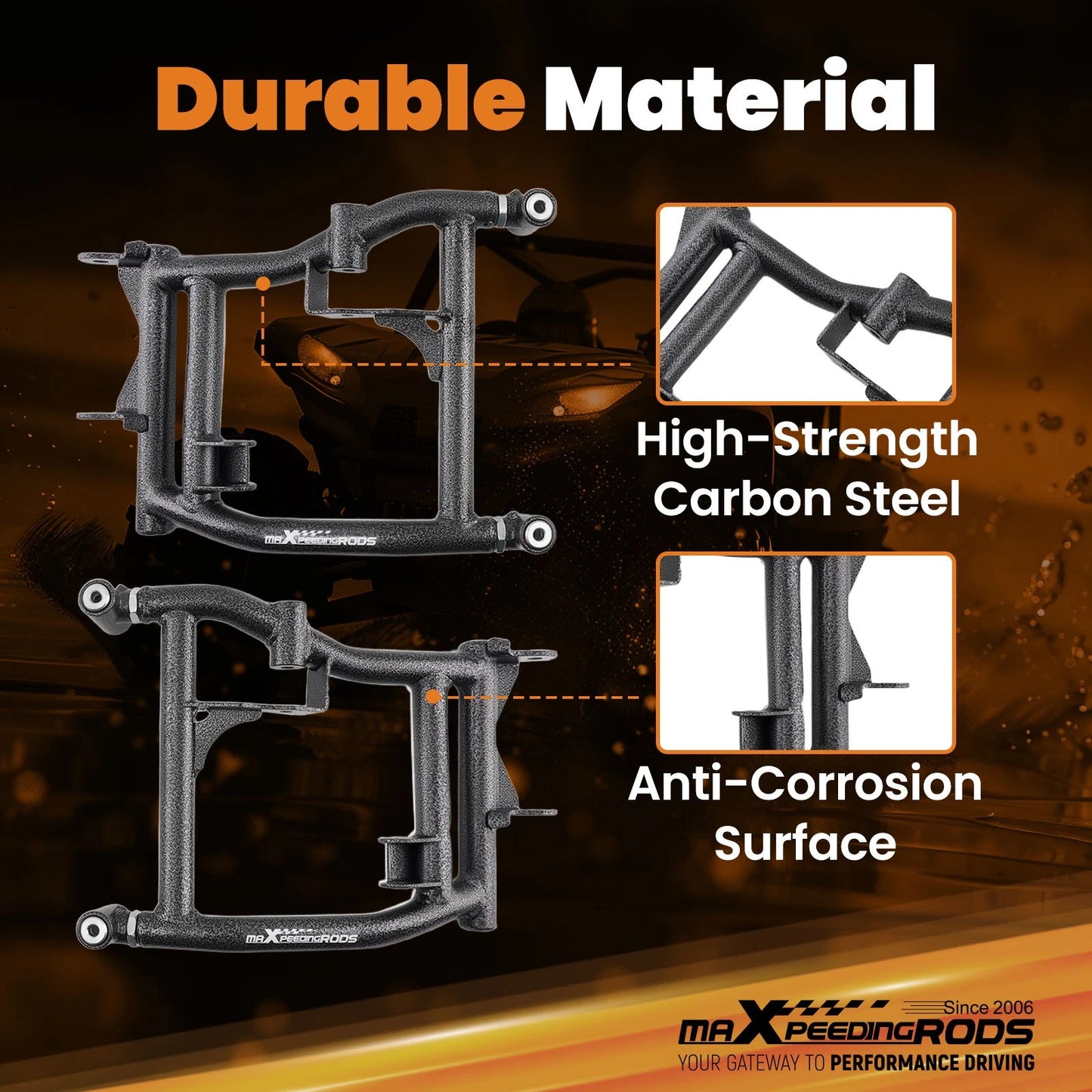 High Clearance Lower Rear Offset A Arms for Polaris RZR S/4 900 (2016–2018)