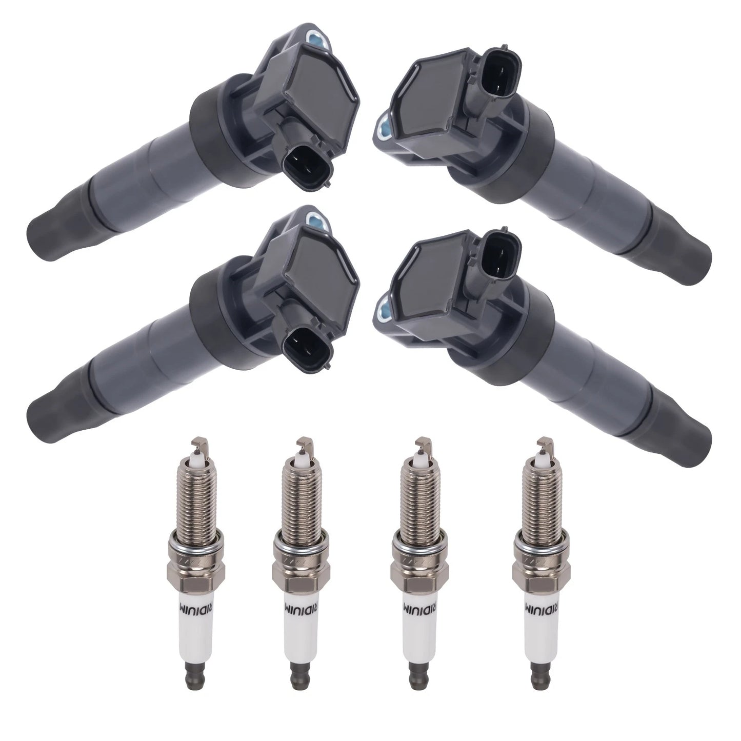 4x Ignition Coil and 4x Spark Plug for Hyundai Genesis 4.6L V8 (2009–2012)