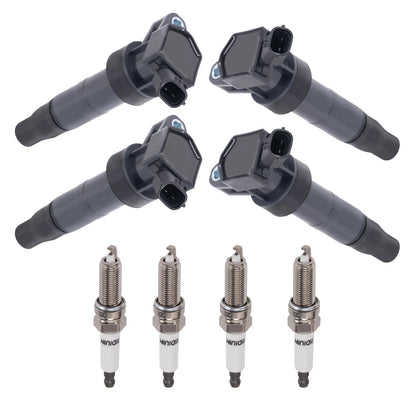 4x Ignition Coil and 4x Spark Plug for Hyundai Genesis 4.6L V8 (2009–2012)