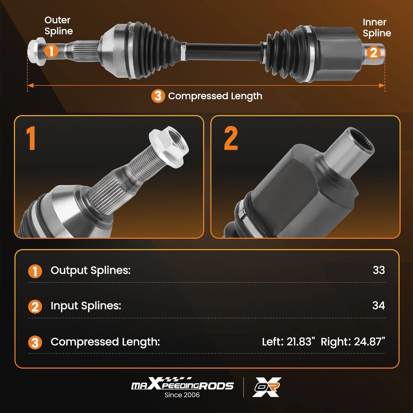 Front CV Axle Shafts Set for Chevrolet Impala Buick Allure (2004–2016)