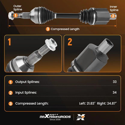 Front CV Axle Shafts Set for Chevrolet Impala Buick Allure (2004–2016)