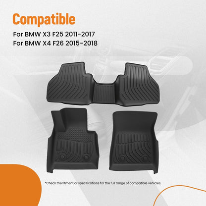 Anti-Slip Floor Mats Set for BMW X3 F25 (2011–2017) and X4 F26 (2015–2017)