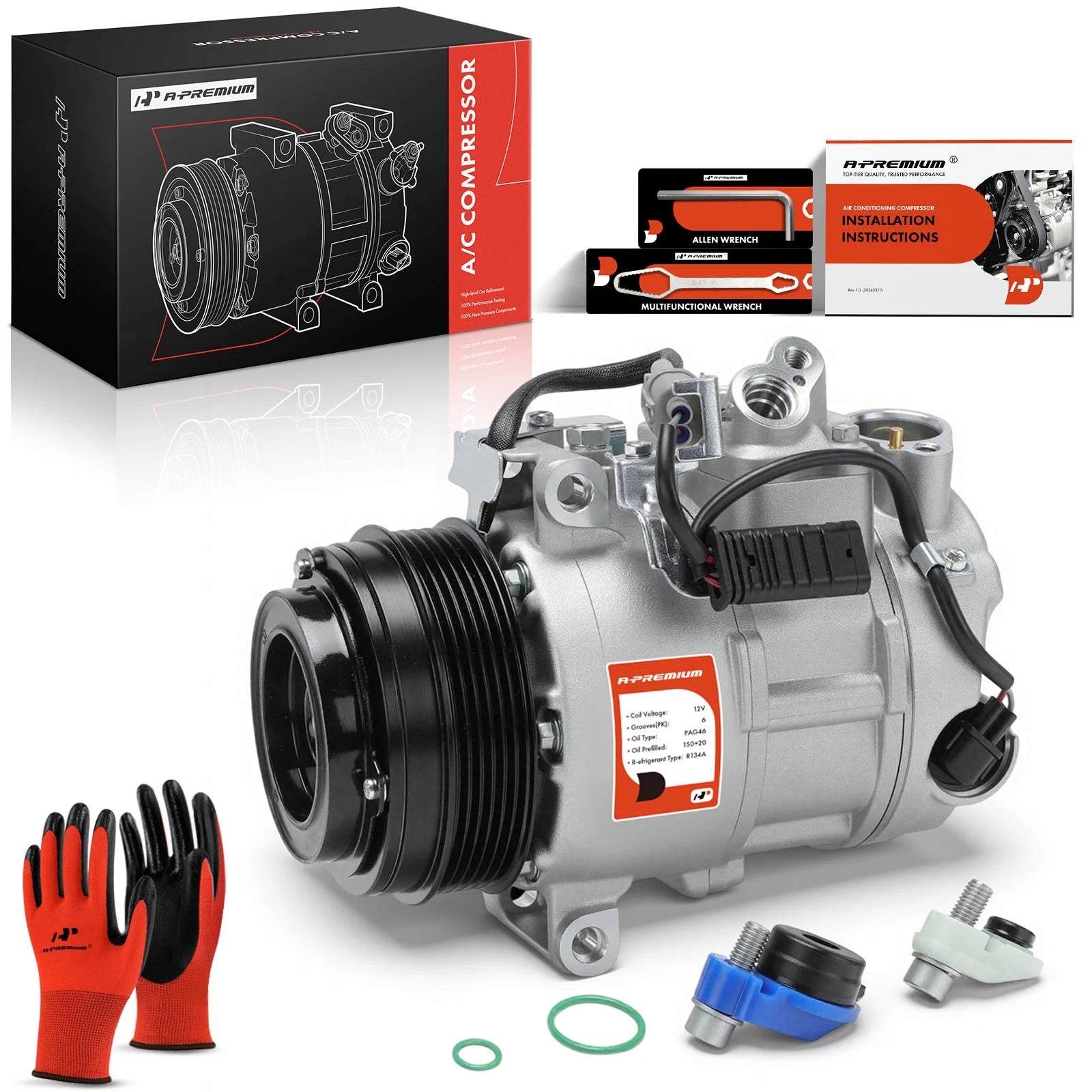 A/C Compressor with Clutch for Mercedes C250 C300 ML350 SLK250 (2012–2015)