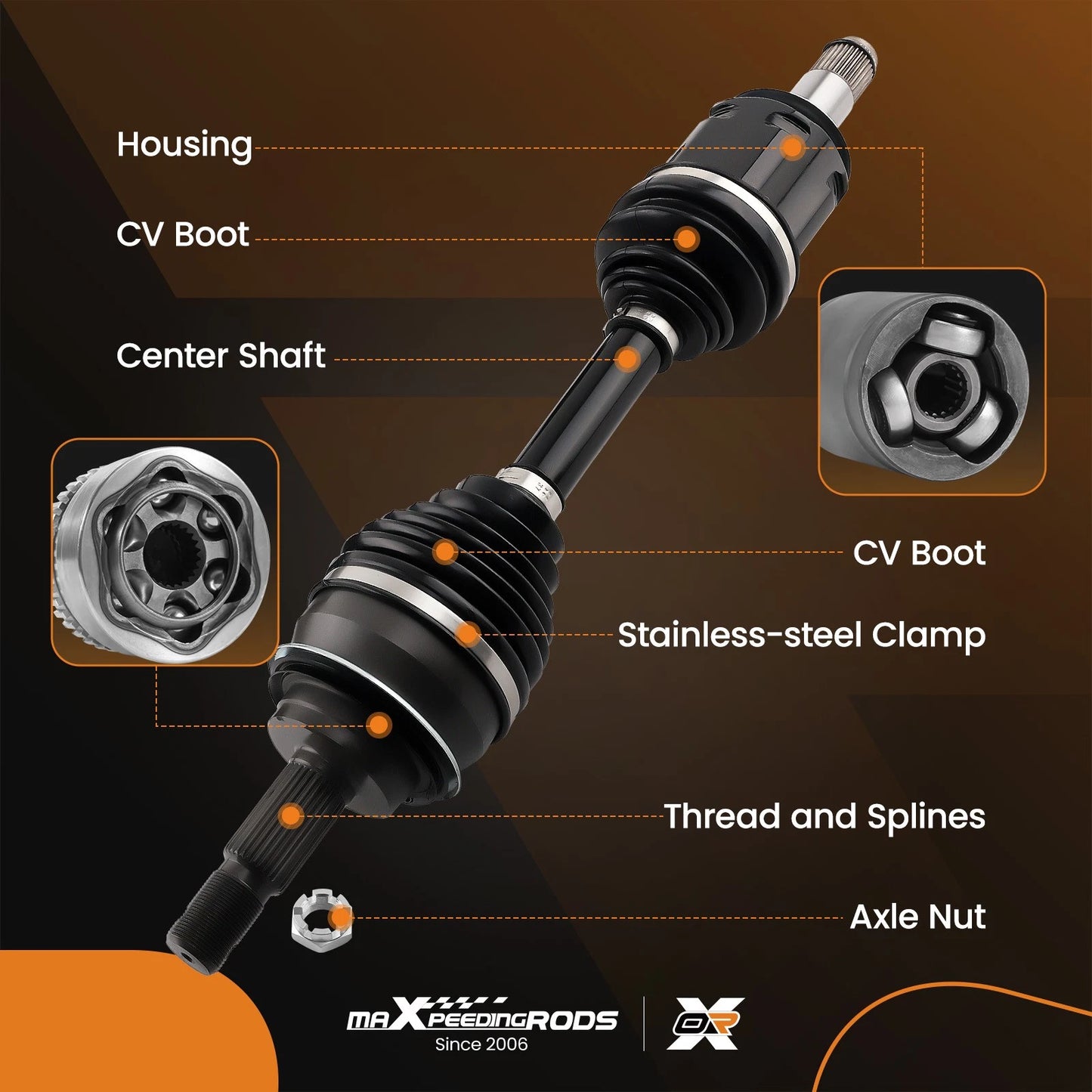 2PC Front CV Axle Assembly for Toyota FJ Cruiser V6 4.0L (2007–2014)