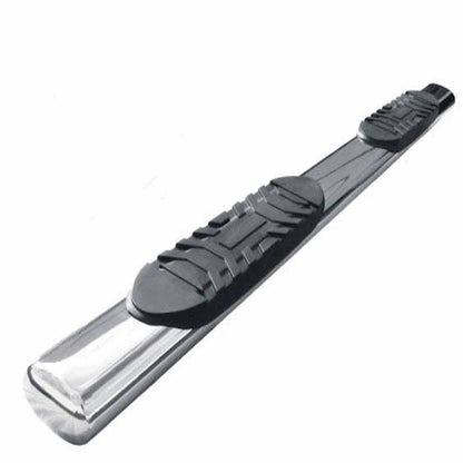 5in Nerf Bar Step Side Polished Steel Oval with Pads for 2019 Ram 1500 Crew Cab