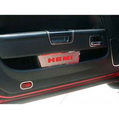 Brushed Door Badges with Red Carbon Fiber HEMI Inlay for Dodge Challenger (2008–2014)