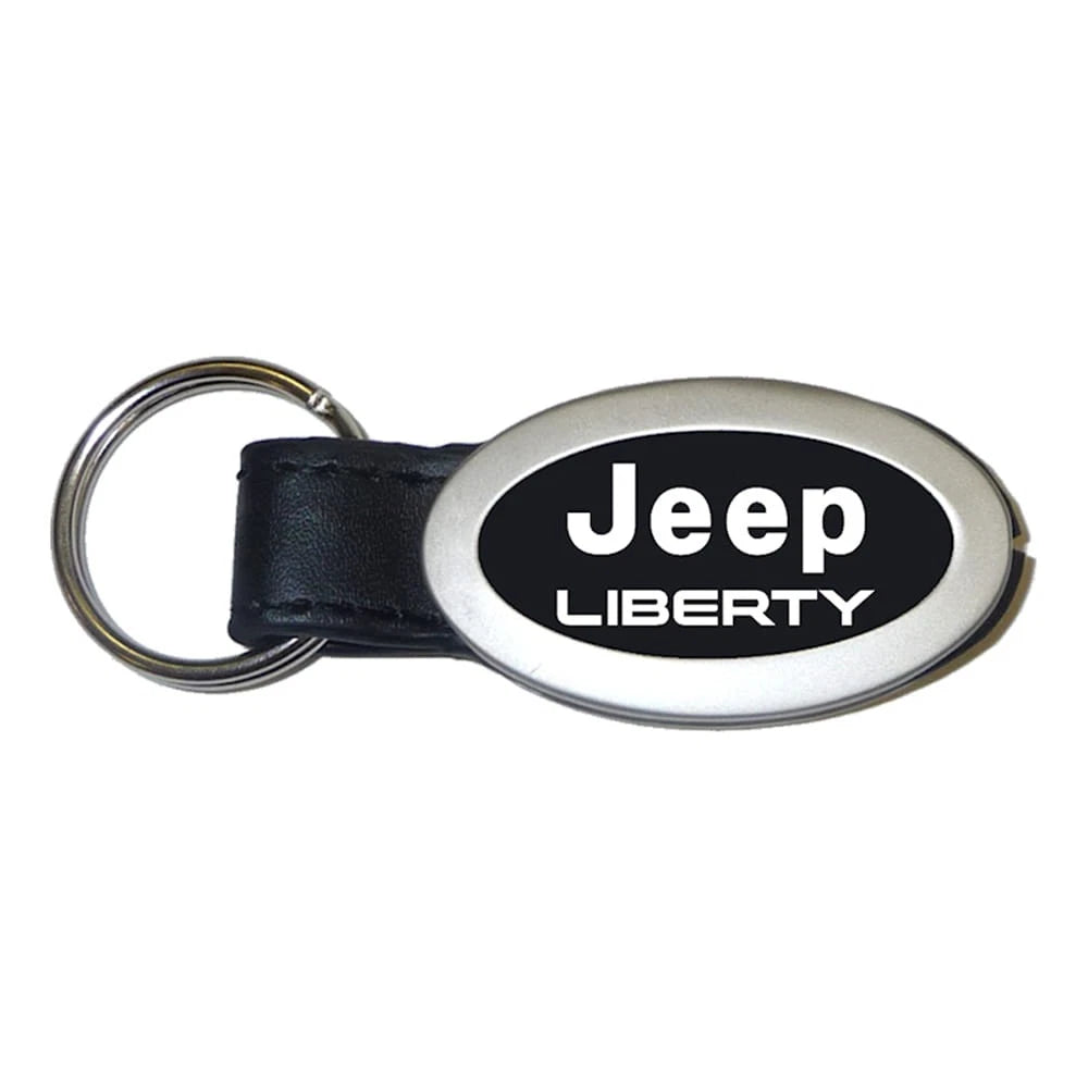 Black Leather Oval Keychain - Officially Licensed for Jeep Liberty