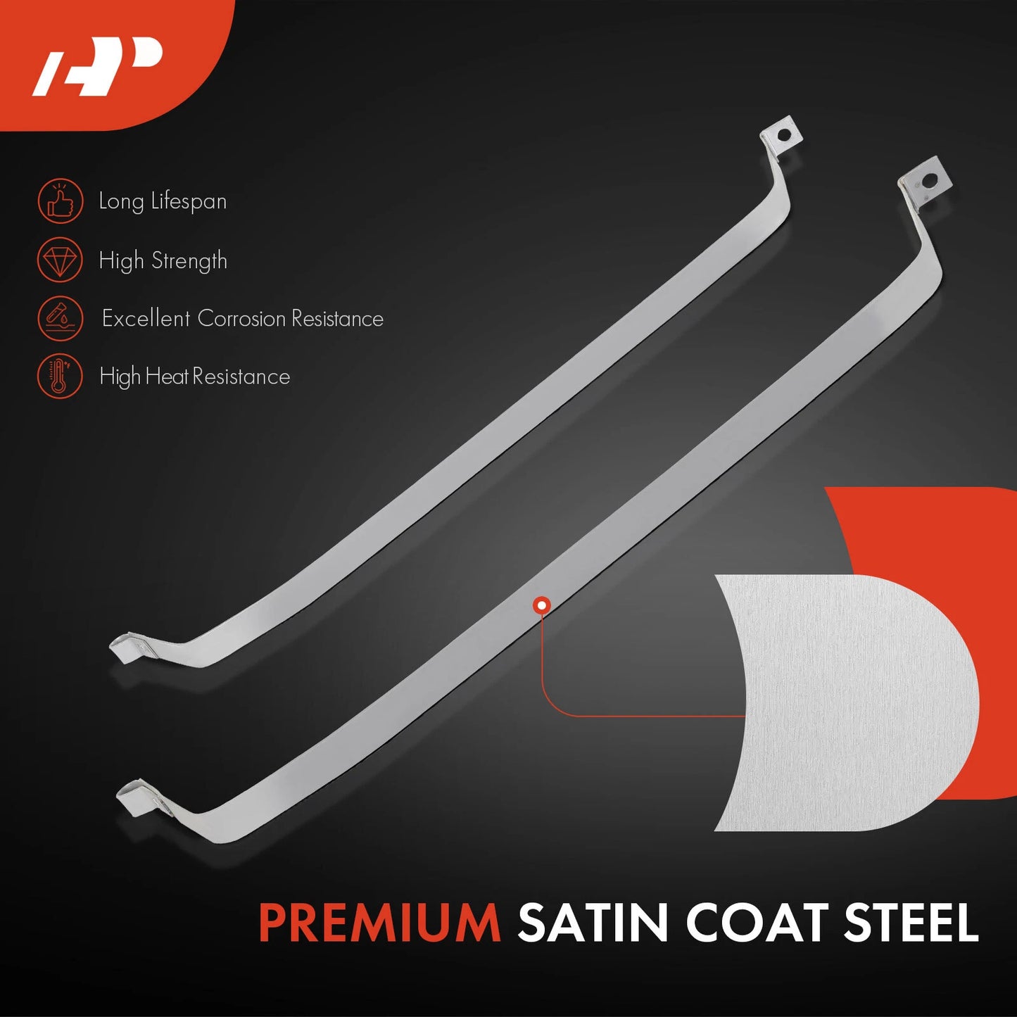 2X Steel Fuel Tank Straps for Chevrolet El Camino (1978–1987)