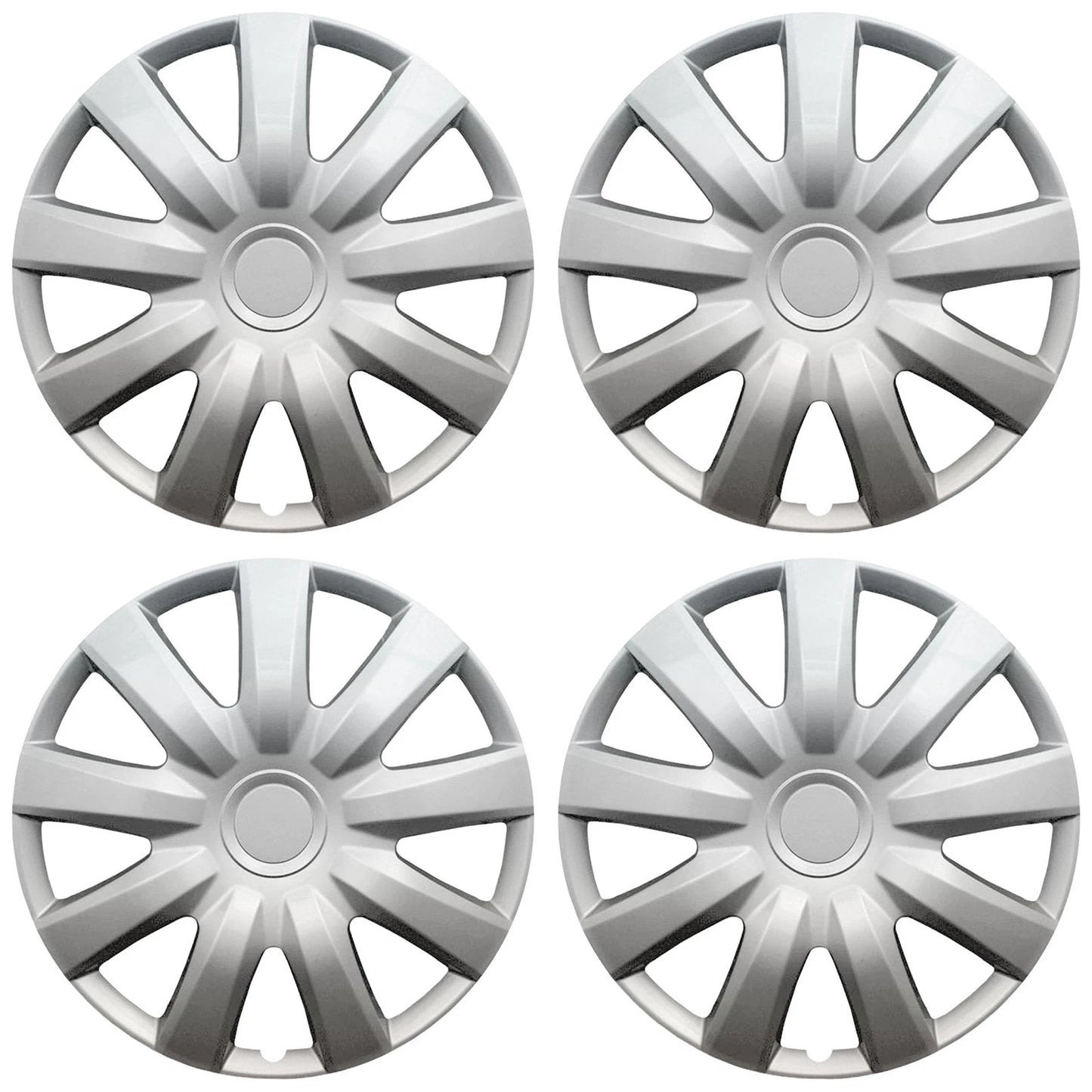 15" Silver Push-On Wheel Cover Hubcaps for Steel Wheels - Camry Style