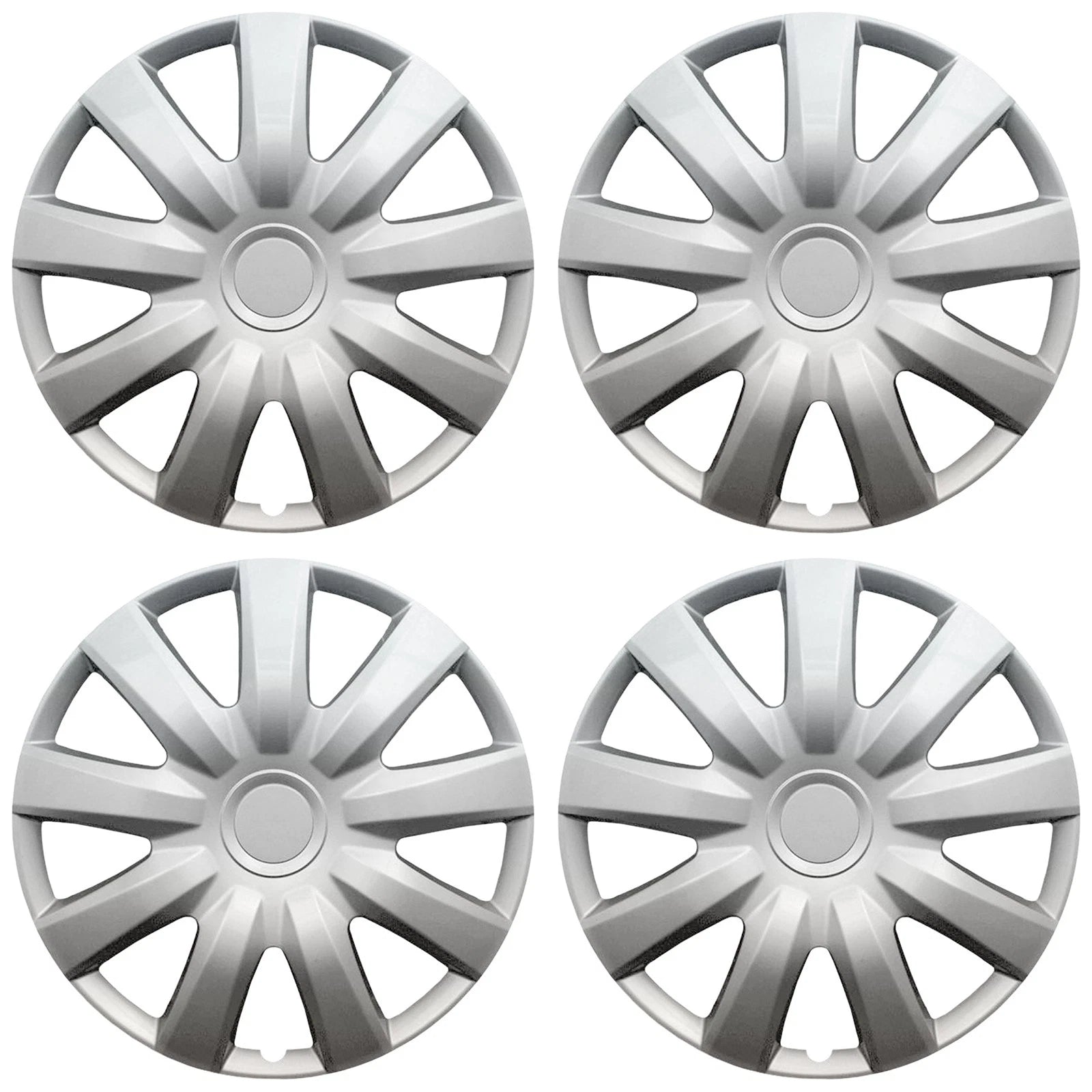 15" Silver Push-On Wheel Cover Hubcaps for Steel Wheels - Camry Style