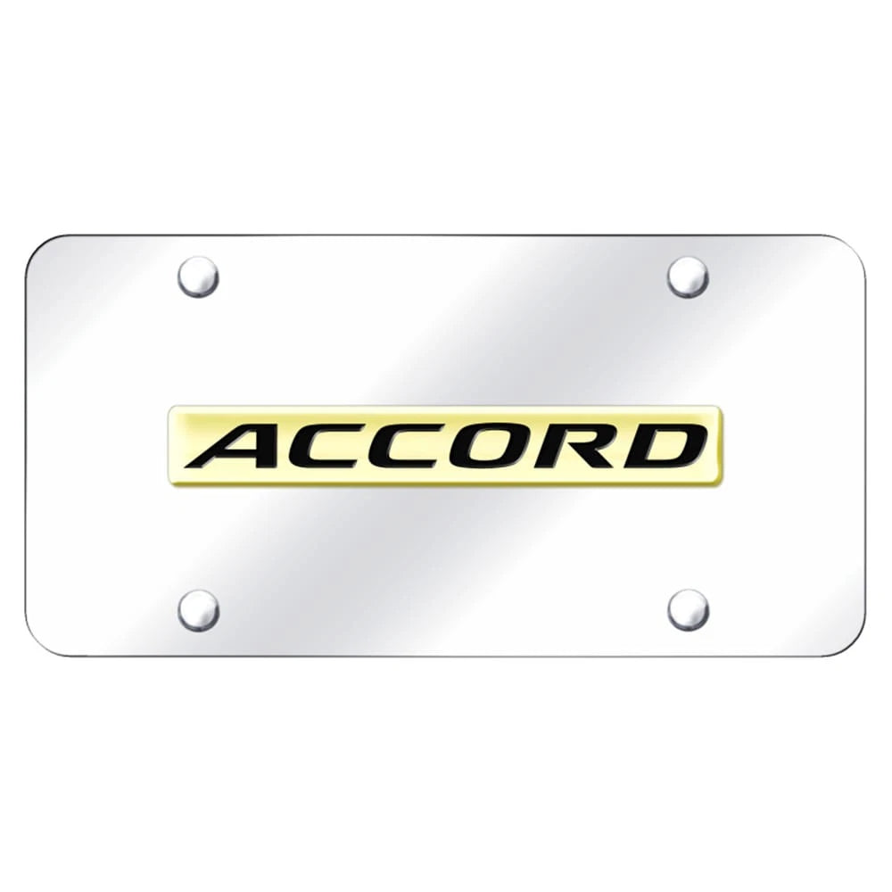 Gold Name on Chrome License Plate - Officially Licensed for Honda Accord