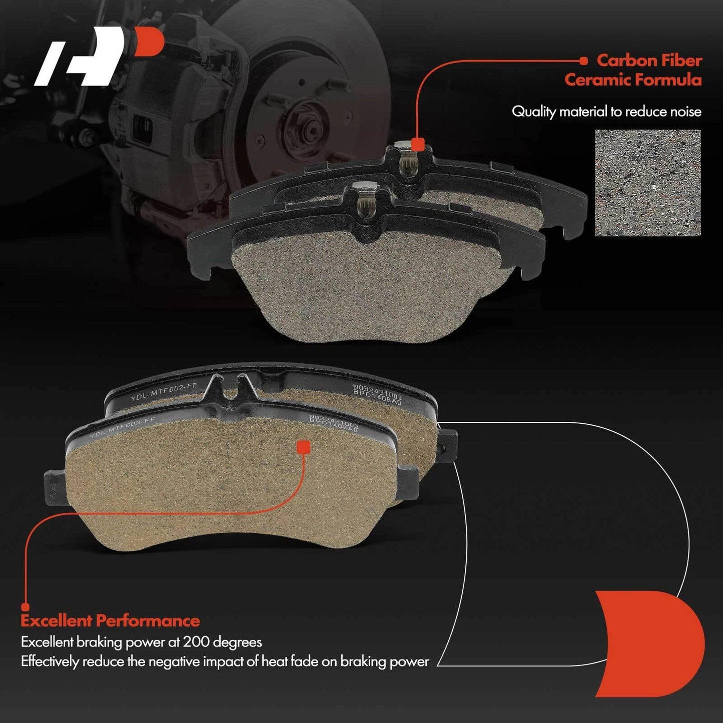 8x Ceramic Brake Pads for Mercedes-Benz GLK250 (2013–2015)