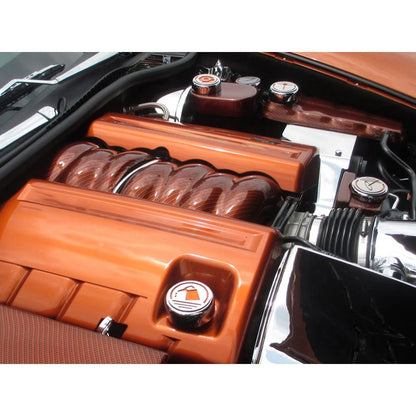 Chrome Cap Covers with Red Carbon Fiber Inlay for 2005–2013 Chevy Corvette