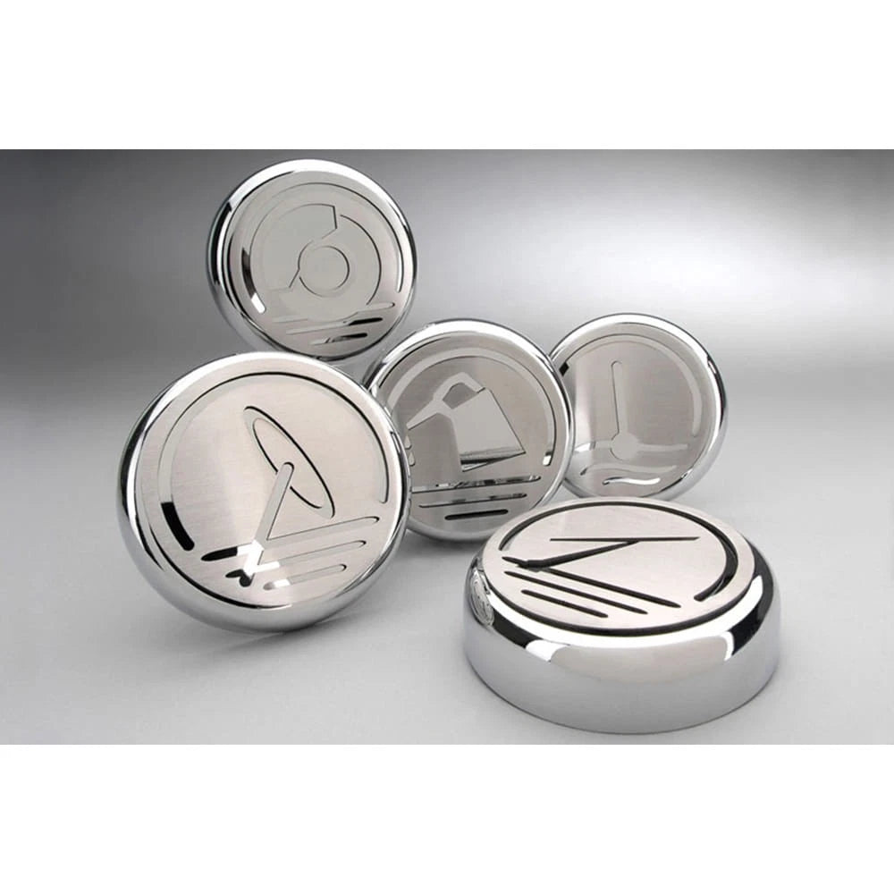 Chrome Aluminum Cap Covers w/Brushed Accent for 2005-13 Chevy Corvette Automatic