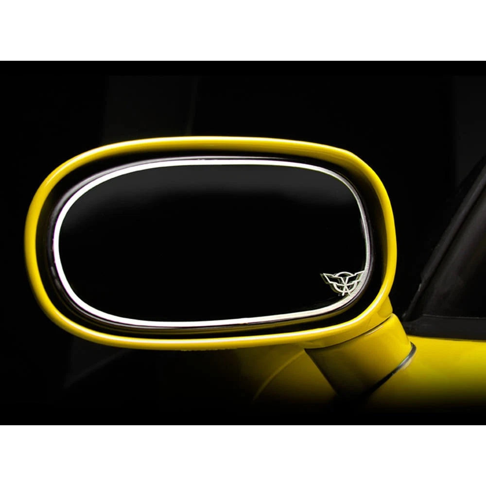 Brushed Stainless Steel Side View Mirror Trim w/Flags for 1997-04 Chevy Corvette