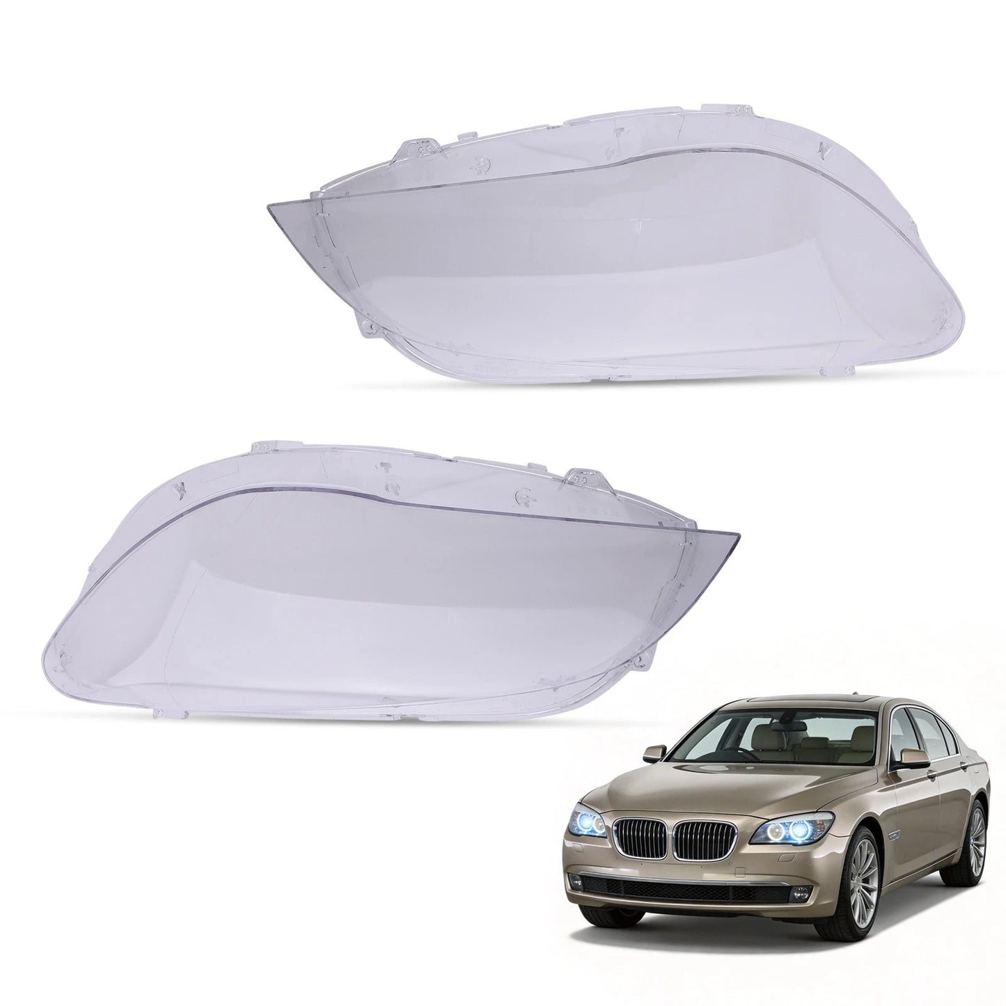 Headlamp Lens Covers Pair for BMW F01 F02 (2009–2015) Clear PC