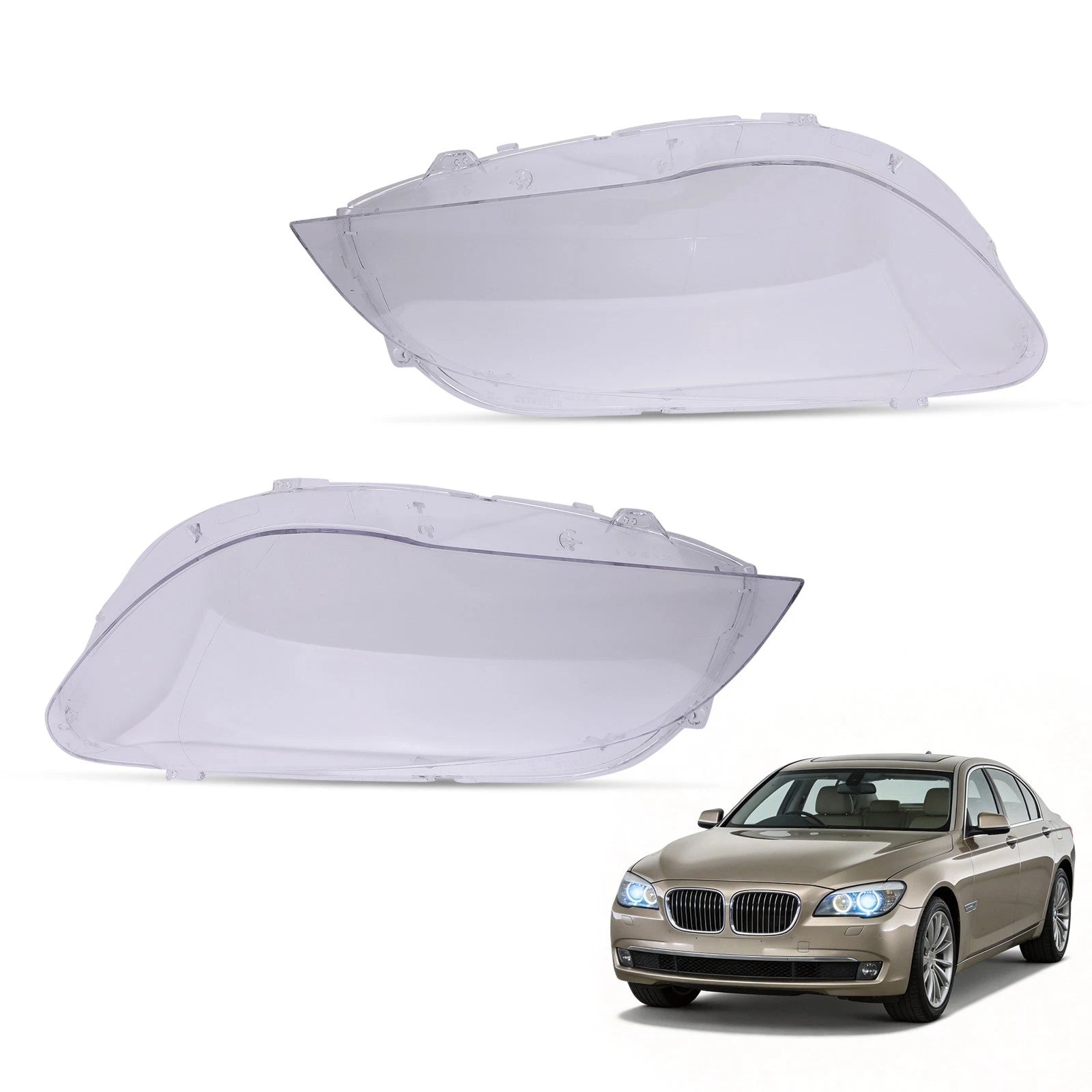 Headlamp Lens Covers Pair for BMW F01 F02 (2009–2015) Clear PC