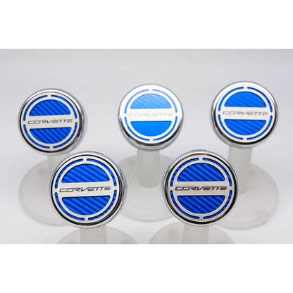 Chrome Corvette Cap Covers Replacement with White CF Inlay for 2014-2019 Z06
