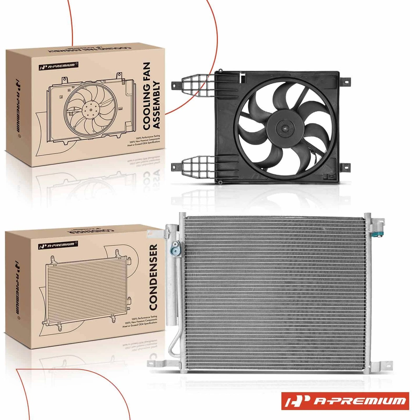 A/C Condenser & Cooling Fan Assembly for Chevy Aveo/Aveo5 (2009–2011)