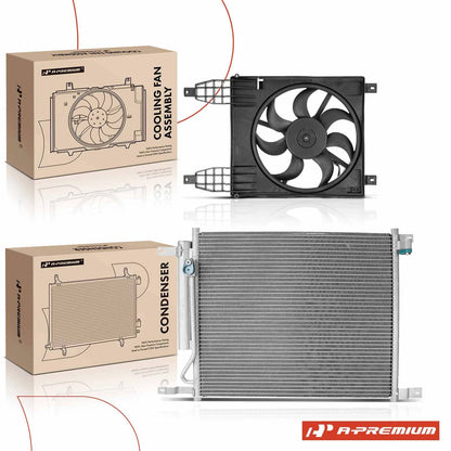 A/C Condenser & Cooling Fan Assembly for Chevy Aveo/Aveo5 (2009–2011)