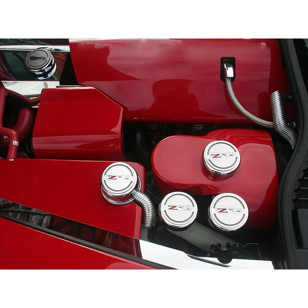 Chrome Wheel Center Cap Covers Brushed Accent for Chevrolet Corvette Z06 (2006–2013)