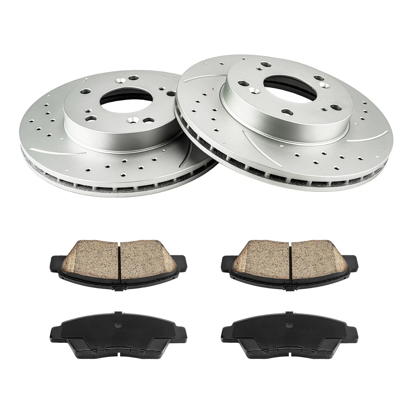 Front Drilled Slotted Rotors Ceramic Pads Kit for Honda CR-Z (2011–2015)