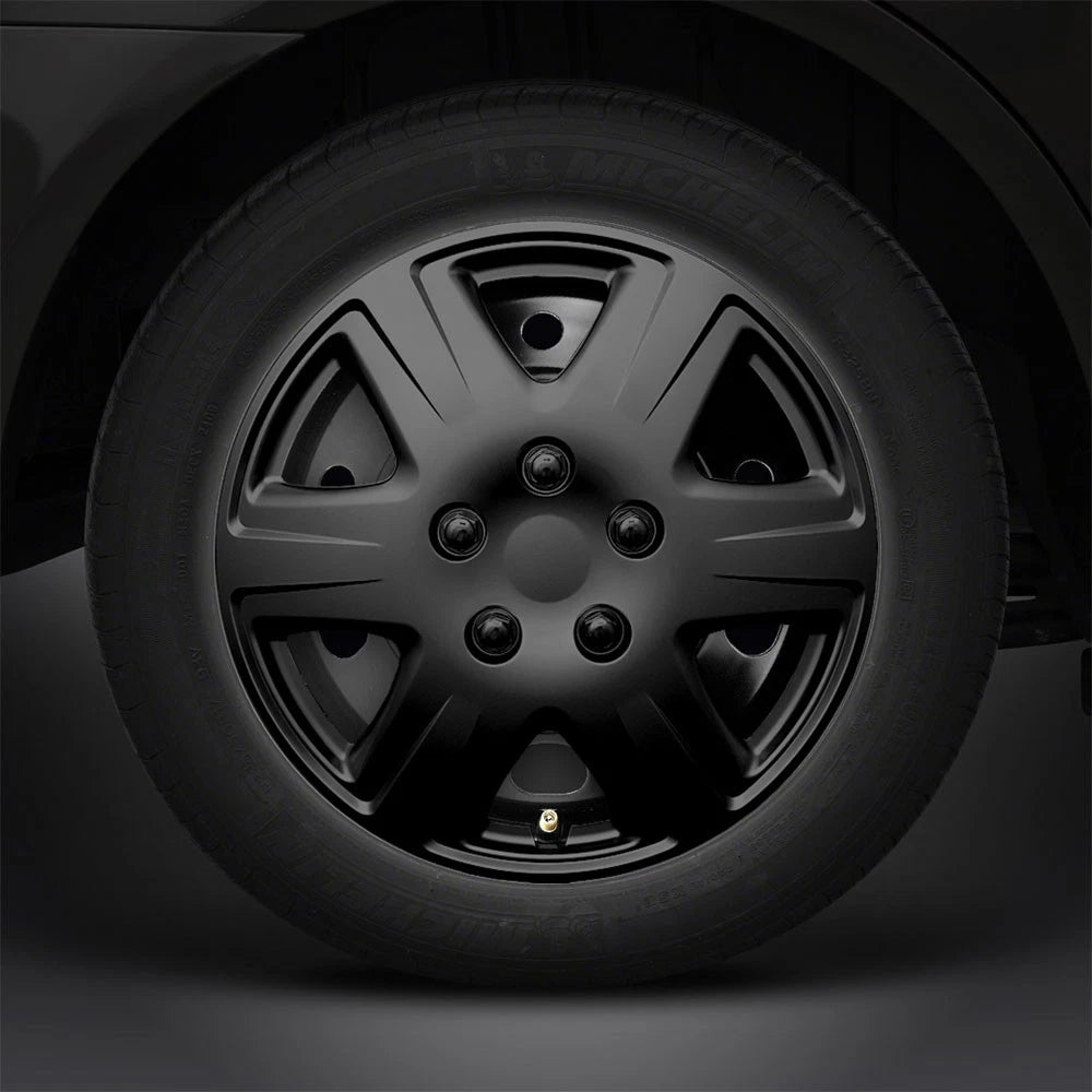 16" 4pc Gloss Black Hubcaps/Covers for Steel Wheels 'Corolla' Style (Set of 4)