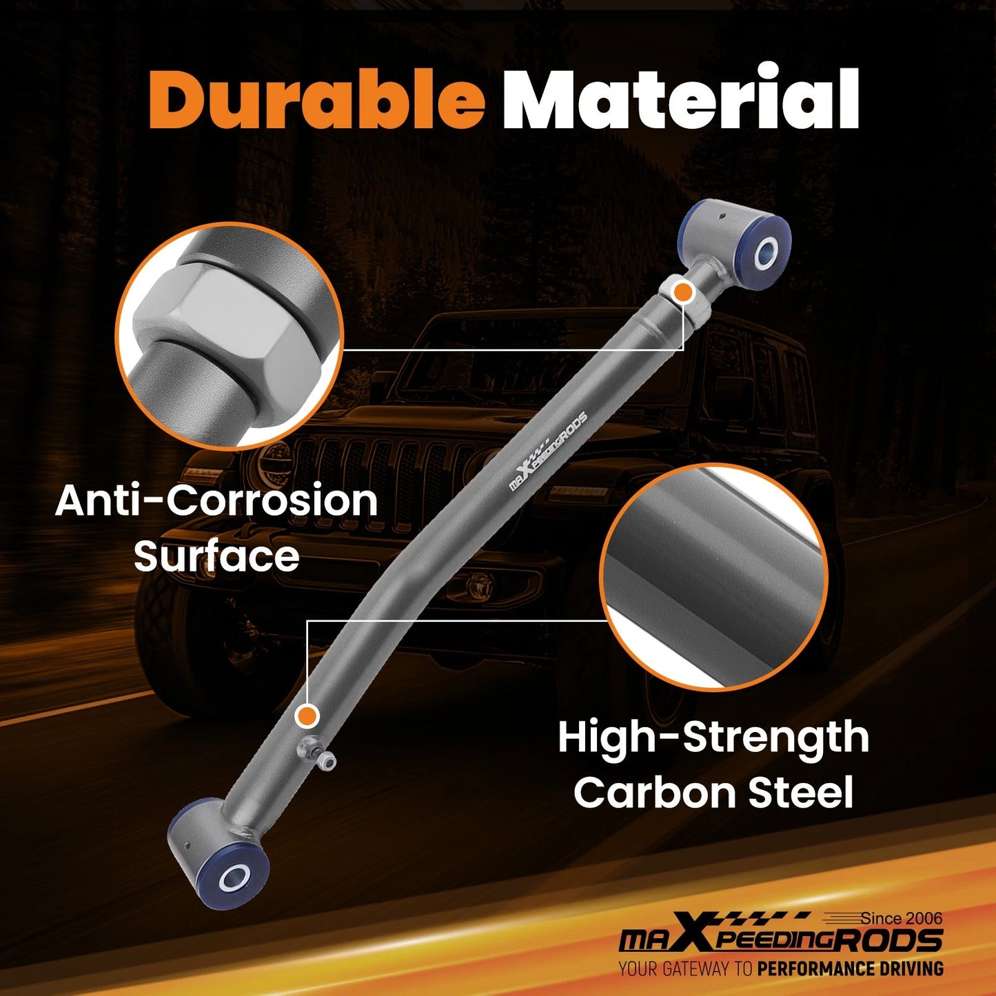 Heavy Duty Adjustable Front Control Arms for Jeep Gladiator Wrangler (2018–2025)