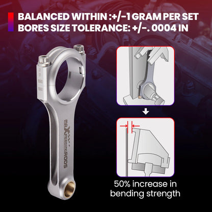 4x Forged 4340 H-Beam Connecting Rods for Honda D-Series (1992–2000)