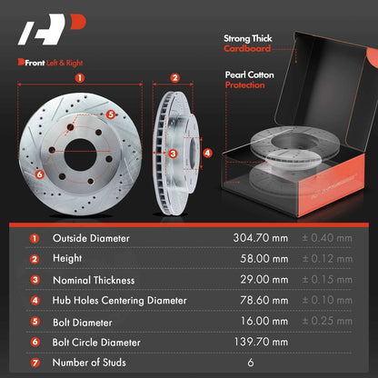 8x Front Drilled Rotors & Brake Pads for Chevy Cadillac AWD