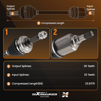 CV Axle Shaft Set Front Driver Side for Toyota Corolla (1993–2002)