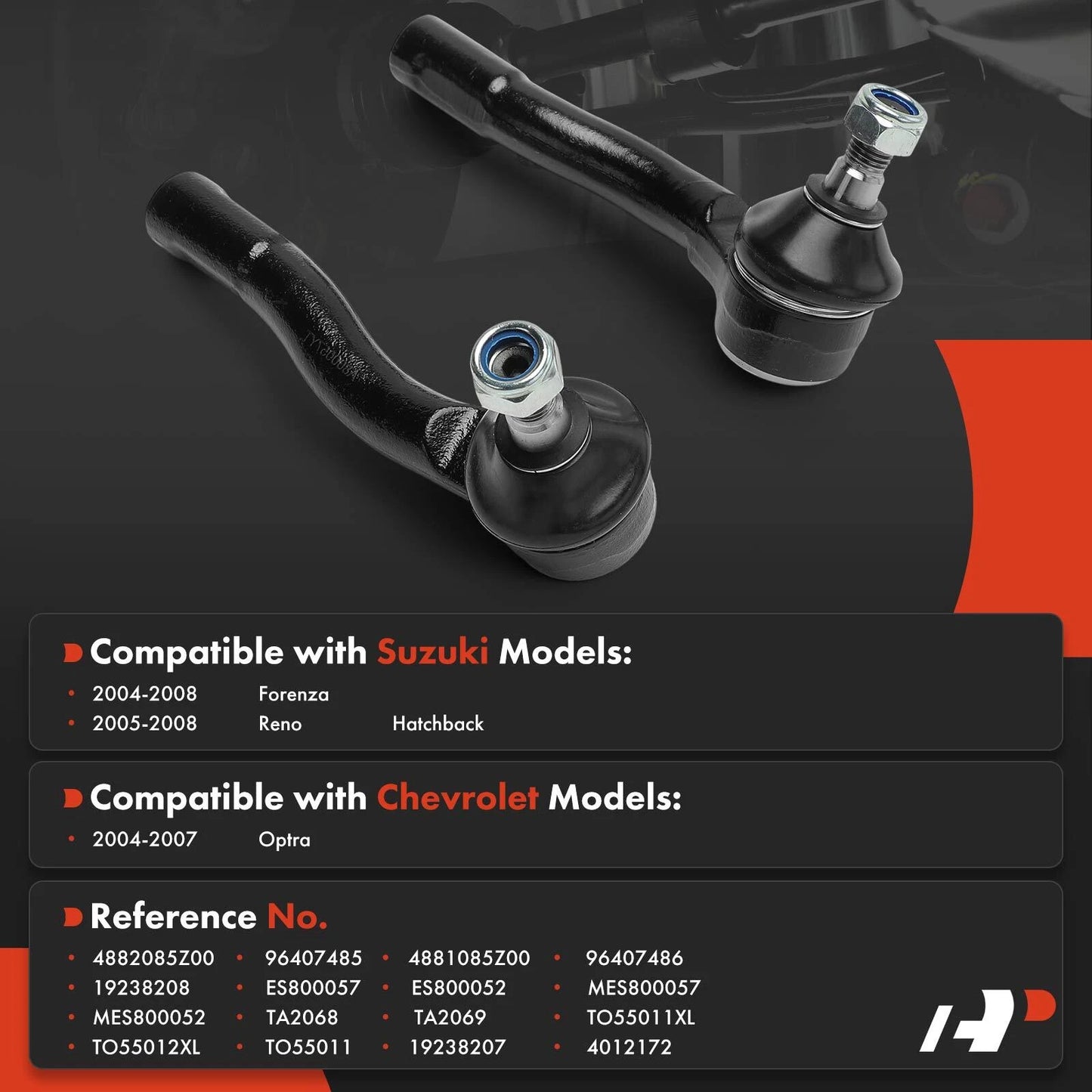 2X Front Outer Tie Rod Ends for Chevy Optra, Suzuki Forenza (2004–2007)