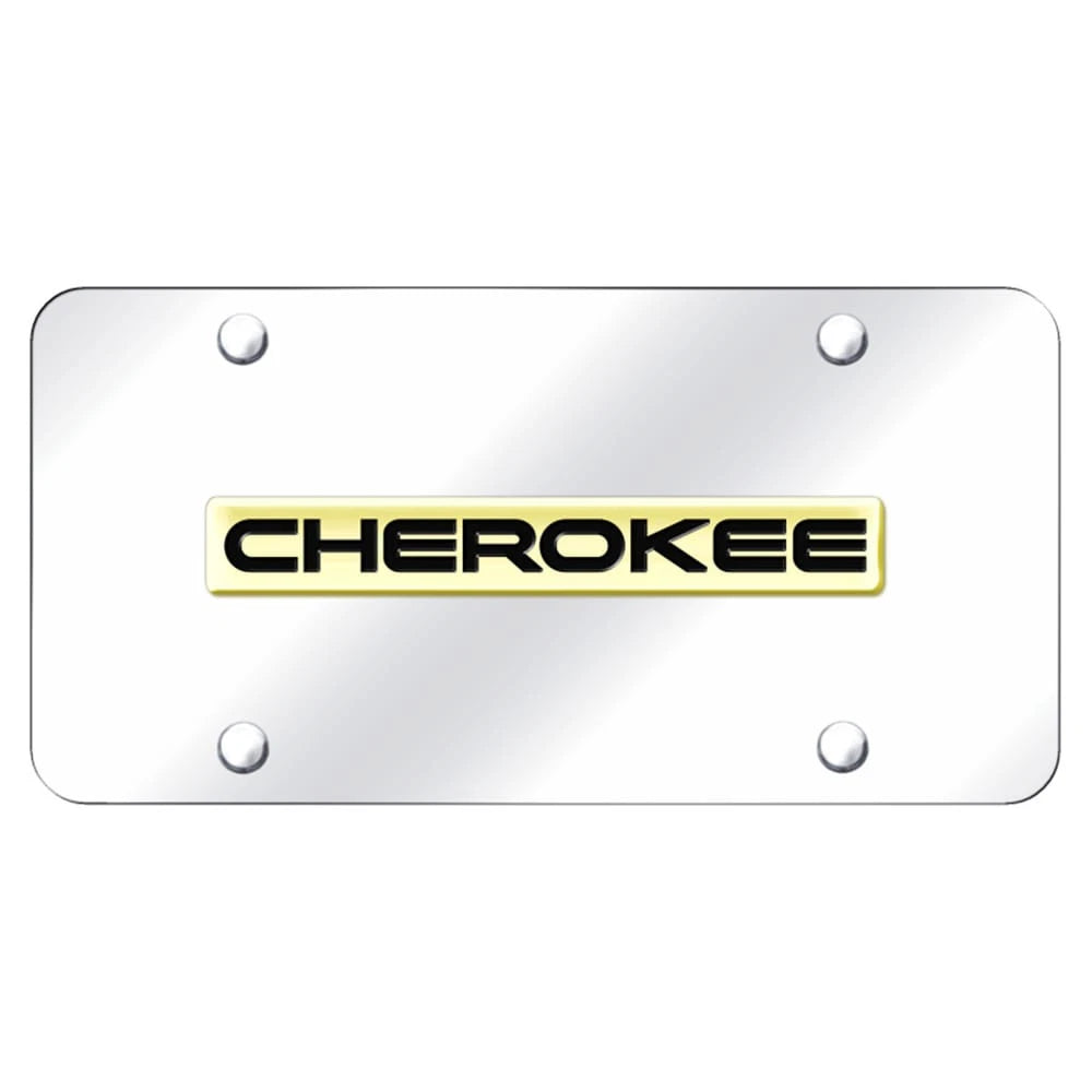 Gold Name on Chrome License Plate - Officially Licensed for Jeep Cherokee