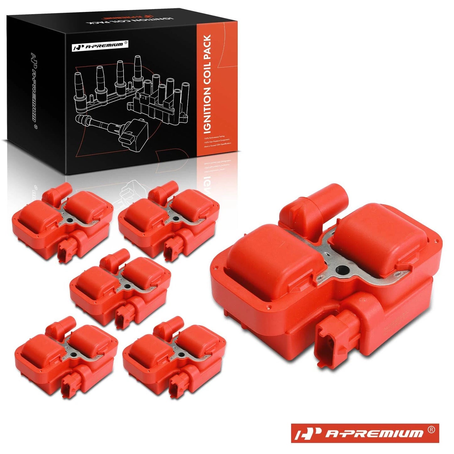 6x Red Ignition Coil for Mercedes-Benz C240 C320 C280 CLK320 SL55 AMG (2001–2005)