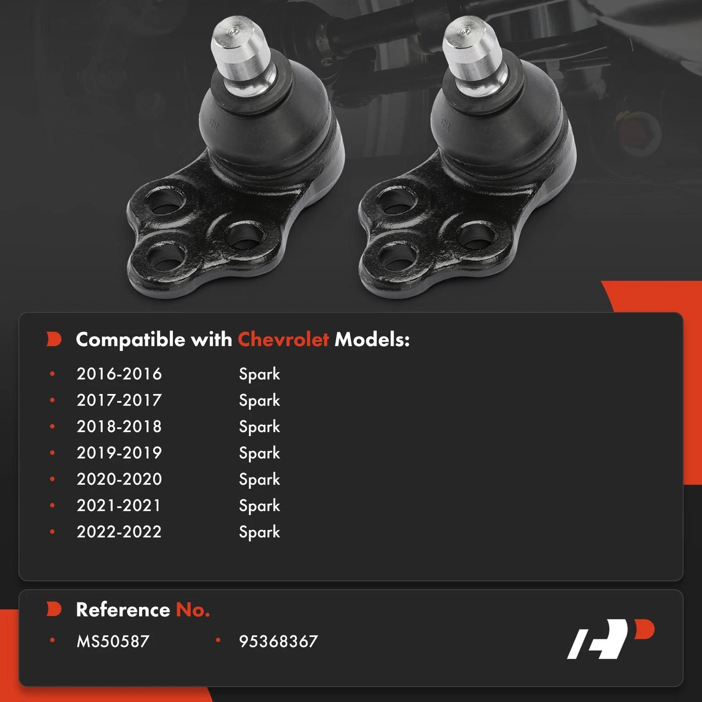 2X Front Lower Side Ball Joint for Chevrolet Spark (2016–2022)