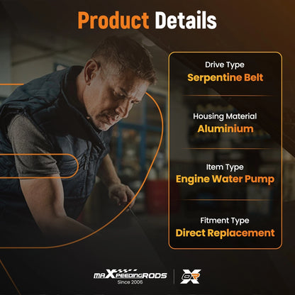 Coolant Water Pump for Ford Escape Fusion (2013–2019) Aluminum Housing