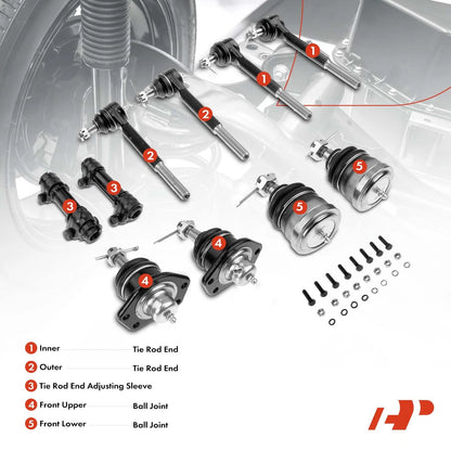 10x Front Ball Joints & Tie Rod Ends for Chevrolet Malibu (1978–1983)