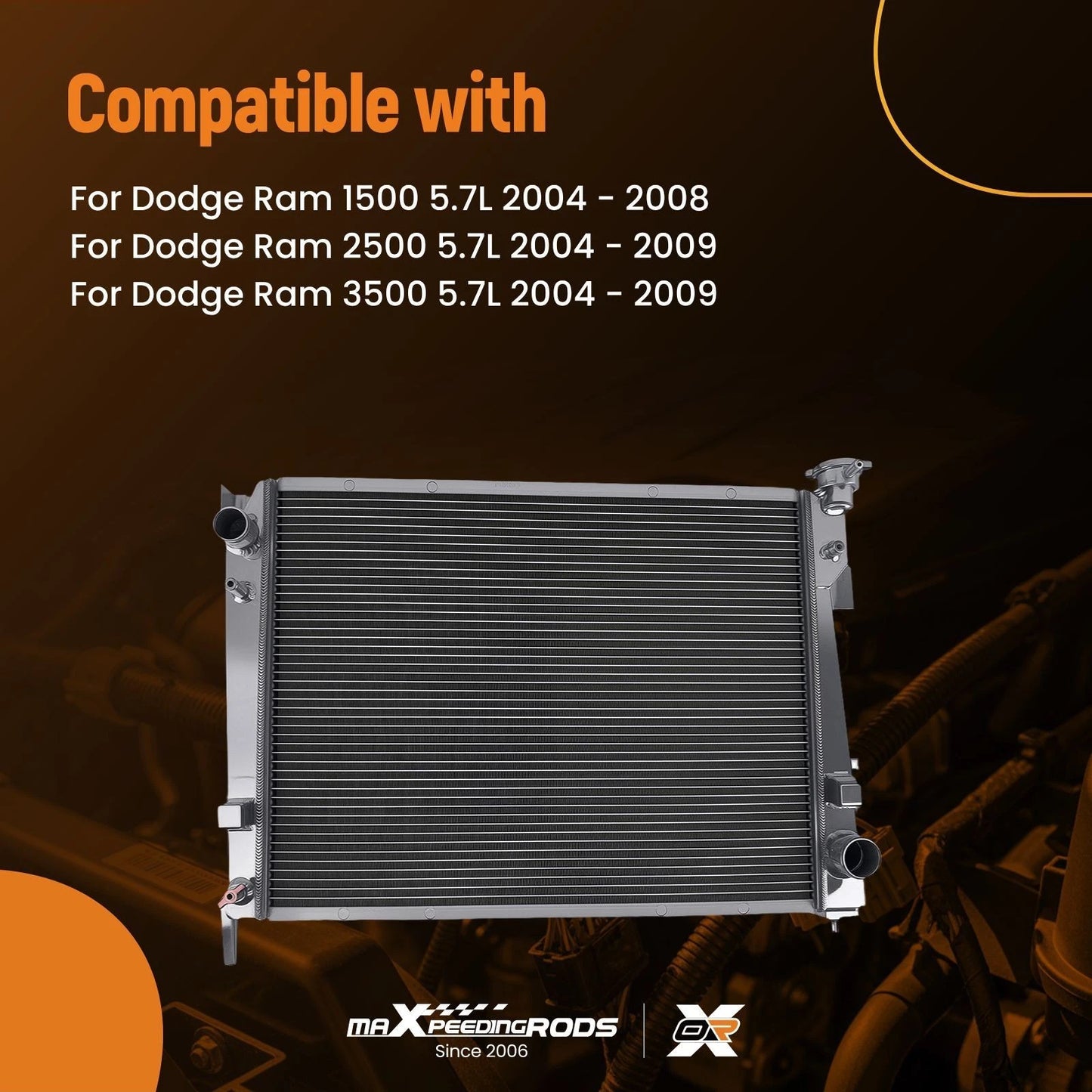 3-Row Radiator for Dodge Ram 1500/2500/3500/4000 (2004–2009)