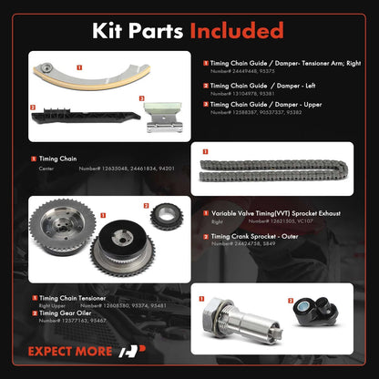 9x Timing Chain Kit for Chevy Equinox Malibu Impala (2011–2017)