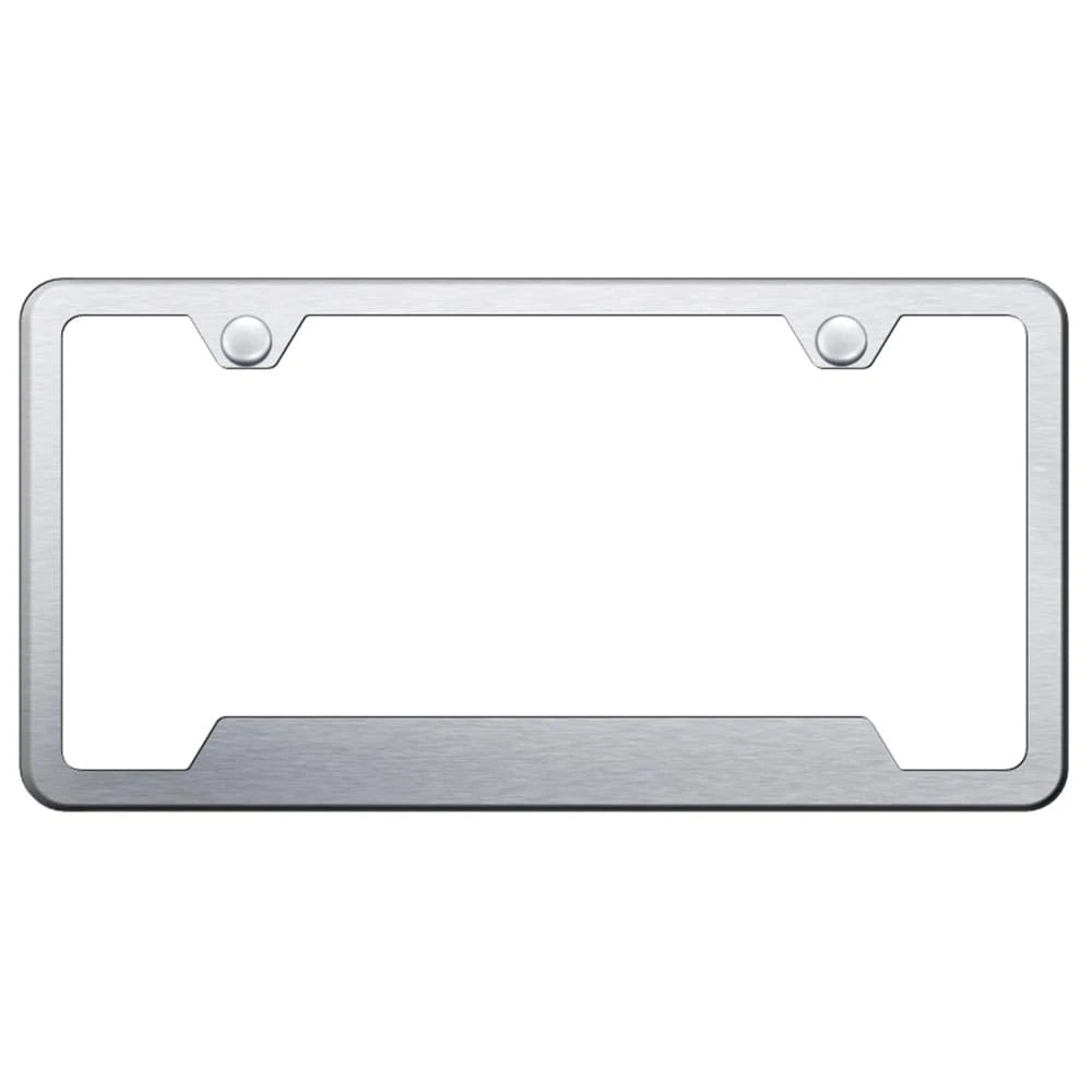 Brushed Stainless Steel Wide Bottom Cut-Out License Plate Frame