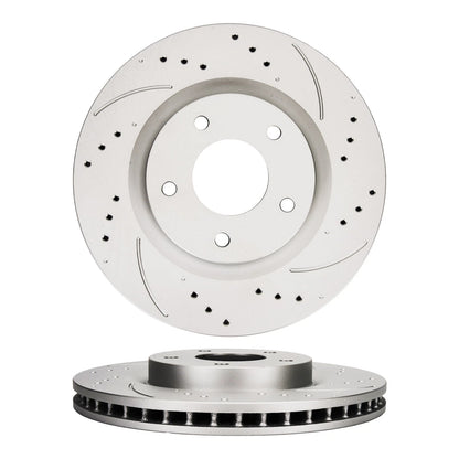 Front Set Drilled & Slotted Brake Rotors for Nissan Rogue & Sentra (2007–2013)