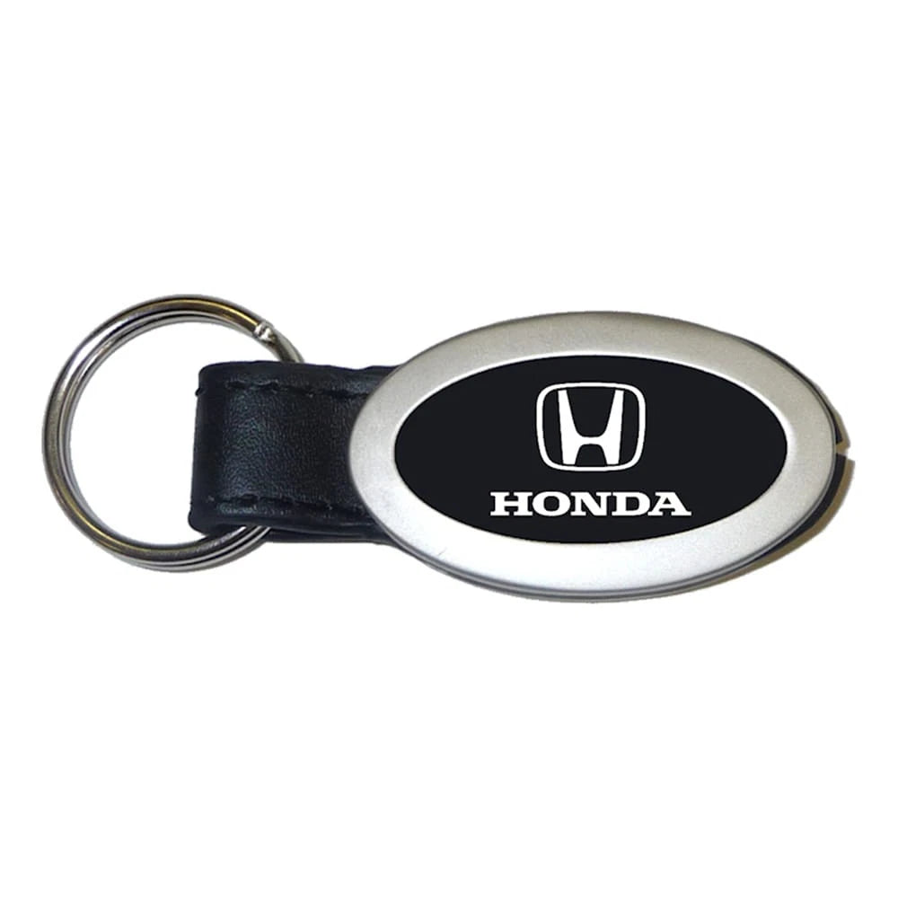 Black Oval Leather Keychain KC3210.HON - Officially Licensed for Honda
