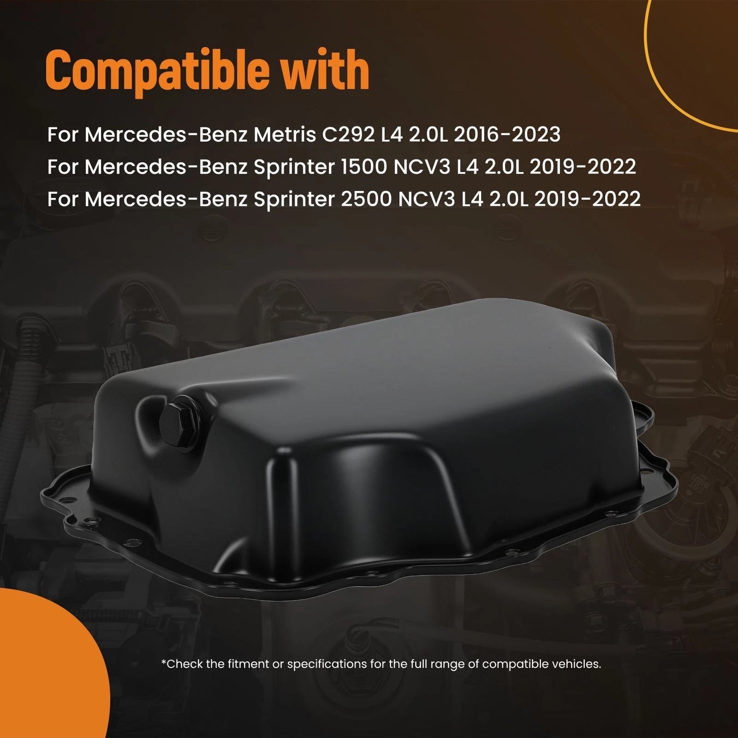 Engine Oil Pan for Mercedes-Benz Metris Sprinter (2016–2023) Steel