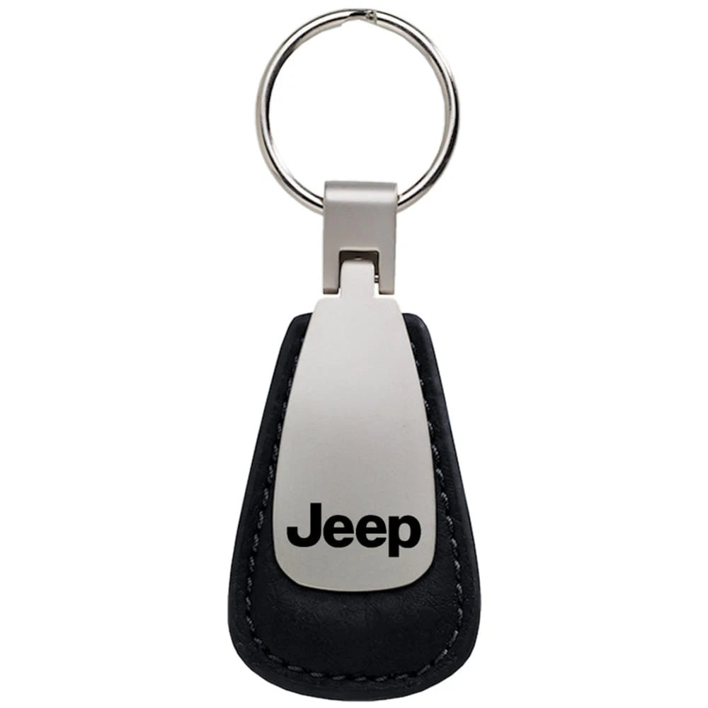 Black Leather Teardrop Keychain - Officially Licensed for Jeep