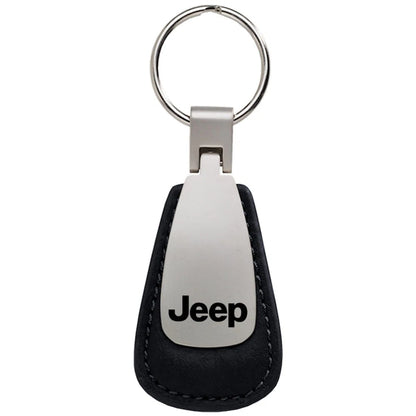 Black Leather Teardrop Keychain - Officially Licensed for Jeep