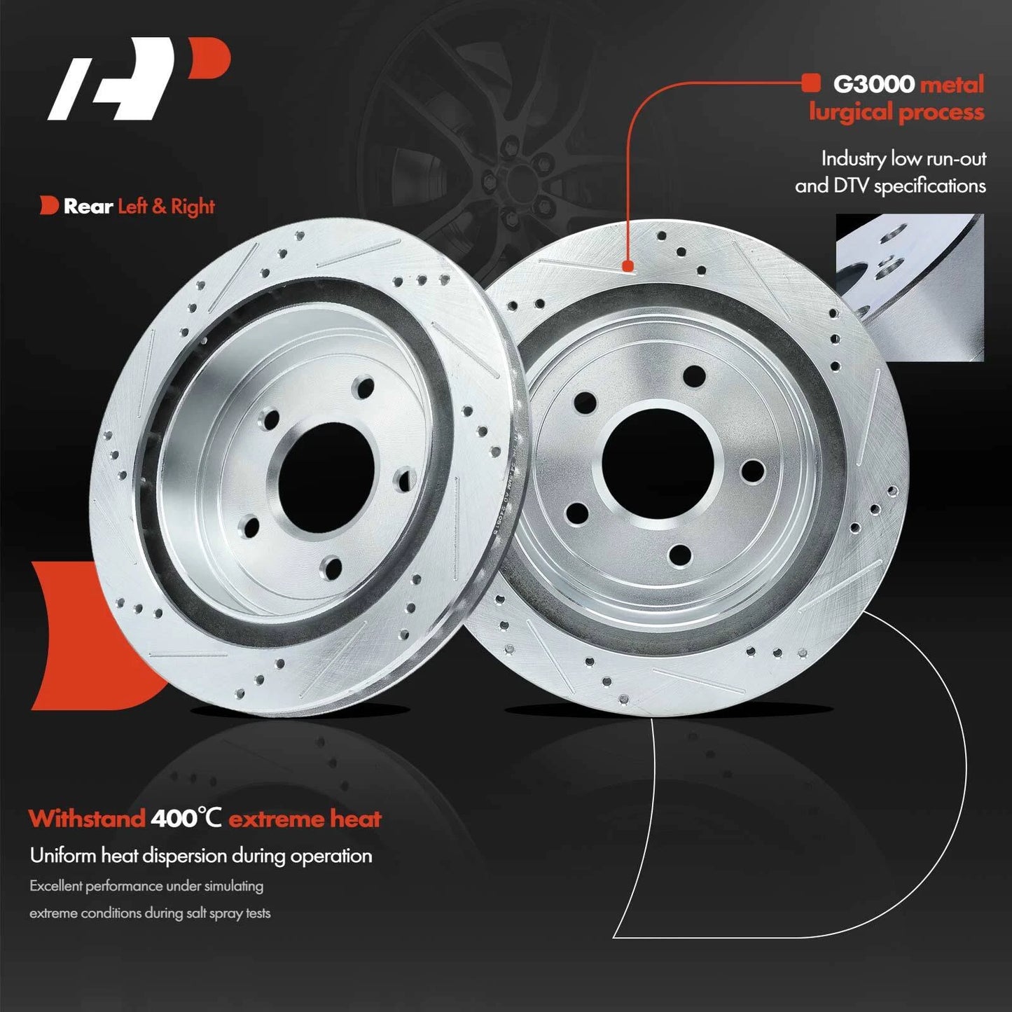 2X Rear Drilled Brake Rotors for Chevy Corvette (1997–2004) Cadillac XLR